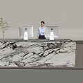 Modern Company Reception Area Bar Reception Desk 3d model