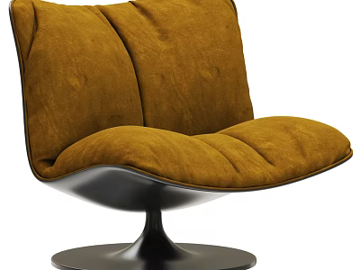 Modern Single Sofa Design With Brown Velvet Upholstery And Metal Base 3d model