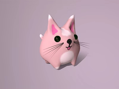 Cute Pink Cat Shaped Decorative Ornament Set for Home Interior Decoration 3d model