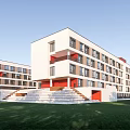 Modern School Simple School 3d model