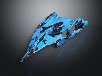 Advanced Blue Sleek Futuristic Spaceship Design For Cosmic Aerospace Missions 3d model