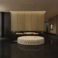 Modern Hotel Lobby Interior Design With Front Desk Decorative Wall And Green Plants