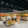 Well Lit Supermarket Department Store With Spacious Aisles And Stocked Grocery Shelves