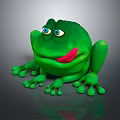 Cartoon Green Frog Character With Blue Eyes And Red Tongue Playful Toy Figure