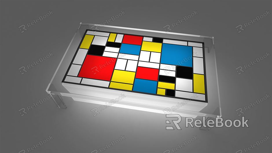 Modern Light Box Mondrian Plaid Glass Acrylic Light Film model