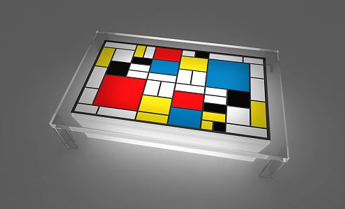 Modern Light Box Mondrian Plaid Glass Acrylic Light Film 3d model