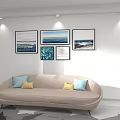 Photo Wall In Modern Living Room With Black And White Photos And Minimalist Sofa Decor