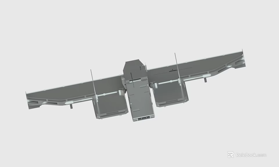 Gray 3D Mechanical Structure Model With Extended Parts And Connection Components 3d model 