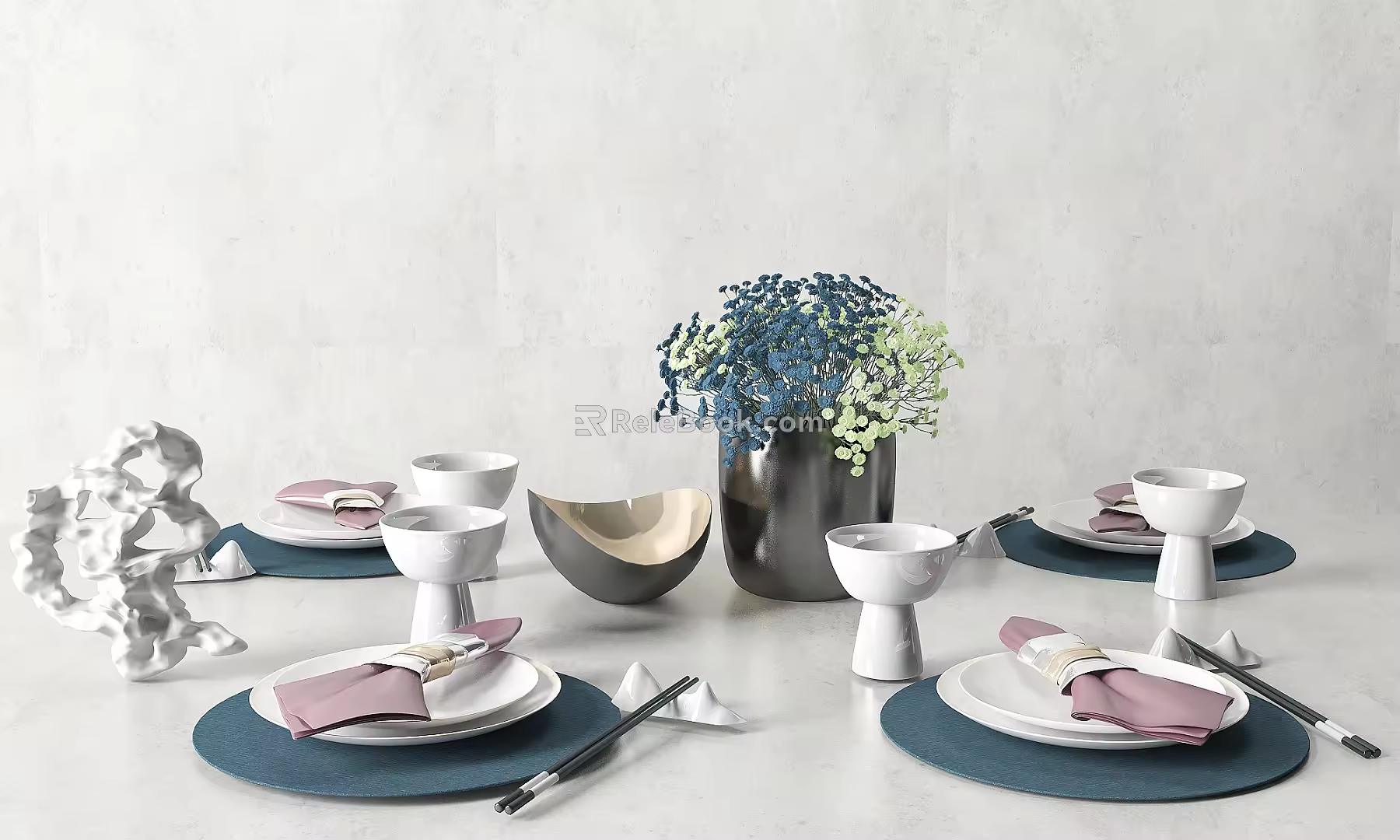 Nordic Tableware Vase Combination 3d model