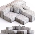 Modern Brown Velvet Sofa Ottoman With Modular Design And Decorative Pillows