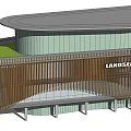Modern Sales Office Building with Curved Roof Wooden Slats and Green Roof by LANDSEA