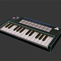 Electronic MIDI Controller Keyboard With Black White Keys Square Pads And Knobs 3d model