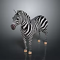 Realistic 3D Zebra Character With Black And White Stripes Standing On Dark Background
