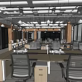 Modern Public Office Space With Open Layout Desks Office Chairs And Storage Cabinets