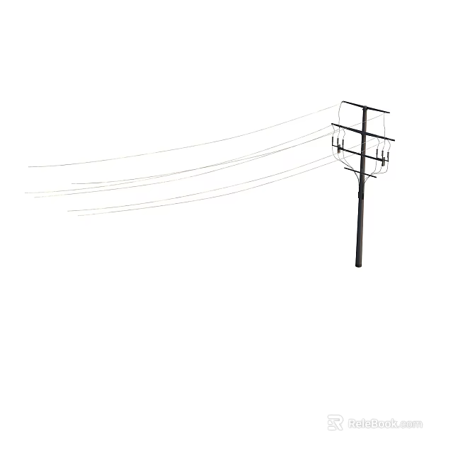 Industrial Utility Pole With Multiple Overhead Power Lines Installation Structure 3d model 