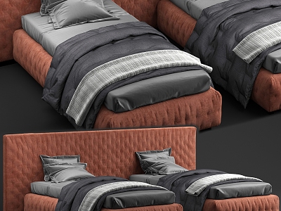 Fabric Single Bed 3d model