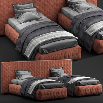 Fabric Single Bed 3d model