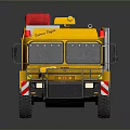 Yellow Fire Truck With Red Top Equipment And Multiple Wheels 3D Rendering