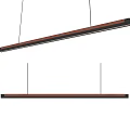 Modern Linear Pendant Light With Wooden Accent And Black Frame Design 3d model