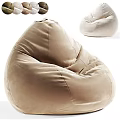 Cozy Brown and White Velvet Bean Bag Chair for Living Room Seating