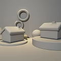 Luxury Green White House Shaped Small Appliances With Gold Rings Circular Base And Spherical Decor