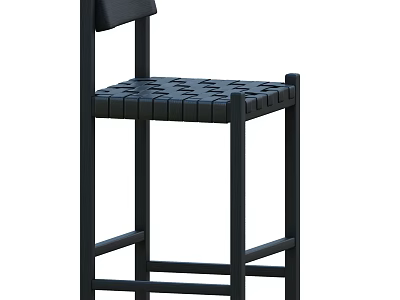 Stylish Black Bar Stool With Perforated Seat And Minimalist Design Frame 3d model