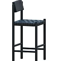 Stylish Black Bar Stool With Perforated Seat And Minimalist Design Frame
