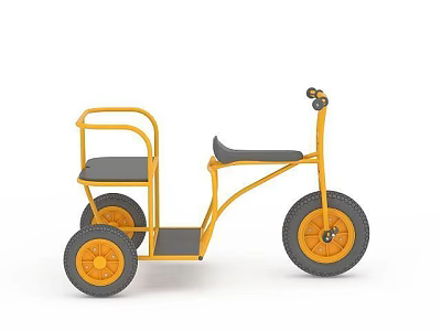 Yellow Tricycle With Seats Handrails And Sturdy Wheels For Kids Outdoor Use 3d model