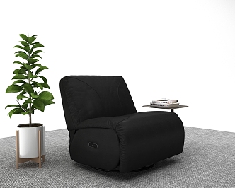 Single person sofa function single chair black leather sofa with pedal opening sign soft texture 3d model