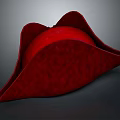 Red Velvet Tricorn Hat With Textured Surface Stylish Wearable Accessory