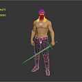 Shirtless Muscular Man With White Hair Holding Long Sword Wearing Pants And Boots 3d model