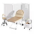 Beige Massage Chair in Spa Setting with Wheeled Trolley Aromatherapy Products and Towels