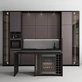 Modern Kitchen Interior Design With Sleek Dark Cabinets Wine Rack And Countertop