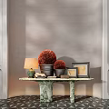 CCD Hotel End View Table Ornaments Floriculture Moss Combination Table Entrance Cabinet Table Lamp Potted Plant 3d model
