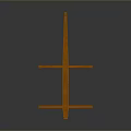 Orange Block Mechanical Game Character With Long Body And Horizontal Supports On Gray Background