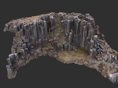 Micro Terrain Model Featuring Tall Rock Columns And Natural Mossy Texture 3d model