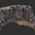 Micro Terrain Model Featuring Tall Rock Columns And Natural Mossy Texture 3d model