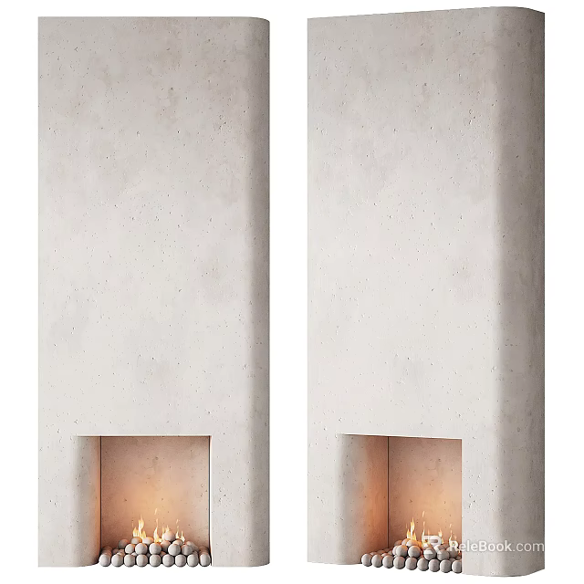 Minimalist Fireplaces Ideal For Modern Interiors With Light Concrete Walls 3d model 