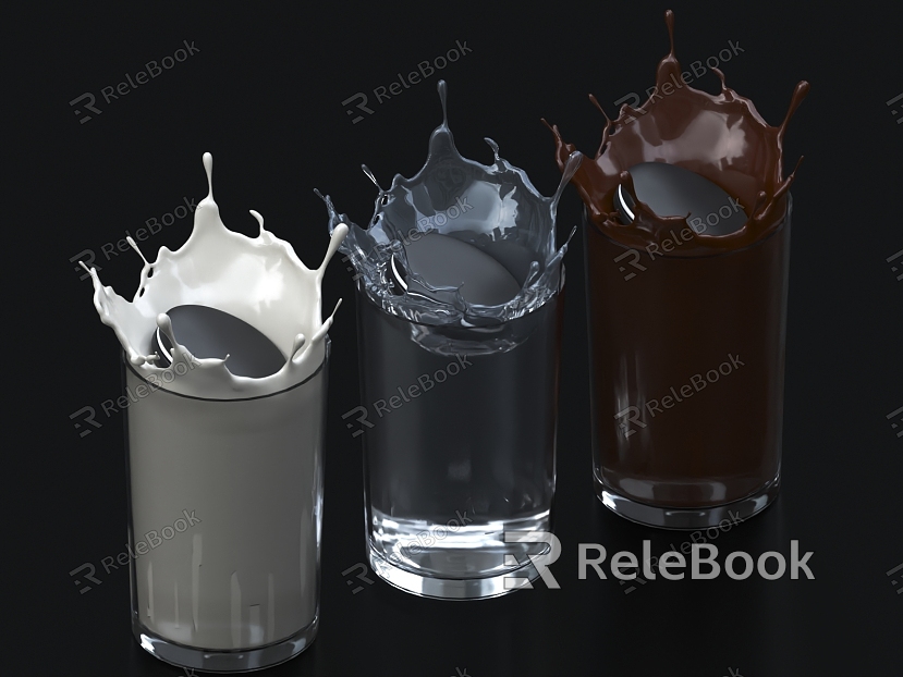 Water splash water flow liquid water surface fluid water droplet fountain orange juice chocolate milk model