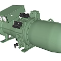 Green Industrial Compressor Equipment With Control Panel And Cylindrical Housing 3d model
