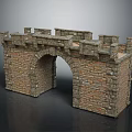 Castle Style Entrance Gate With Arched Design Stone Brick And Crenellated Top