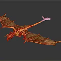Detailed Yellow Brown Dragon Game Movie Character With Wings In Flying Pose