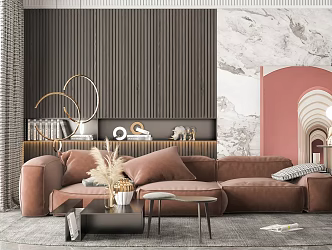 Modern Three-Seat Sofa Simple 3d model