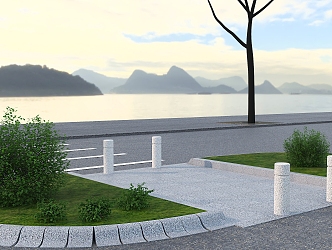 Road municipal road stone road stone granite sesame gray sesame black sesame white car stop stone road cement road asphalt road sidewalk 3d model