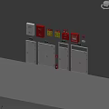 Fire Safety Interior With Fire Hydrants Extinguisher Cabinets Emergency Lights Safety Signs And Exit Doors