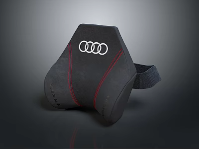 Audi Automotive Parts Headrest In Black Leather With Red Stitching Detail 3d model