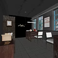 Industrial Office Interior With Concrete Walls Wooden Desk Black Chairs And Windows