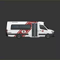 White Emergency Ambulance Vehicle With Red Stripes And Medical Rescue Design