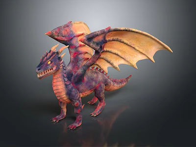 Vibrant Fantasy Dragon Character With Purple Orange Scales And Detailed Wings 3d model