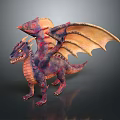 Vibrant Fantasy Dragon Character With Purple Orange Scales And Detailed Wings